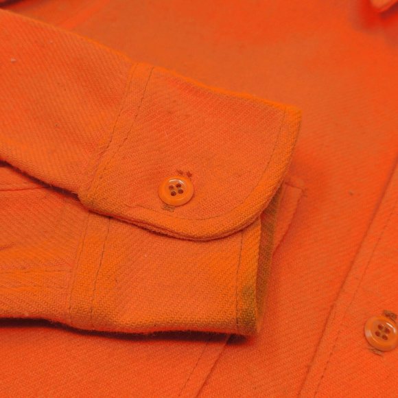 Woolrich VTG LS Shirt Acrylic Bright Orange Hunting Men's Medium Pockets Flaws‎ - Picture 14 of 15